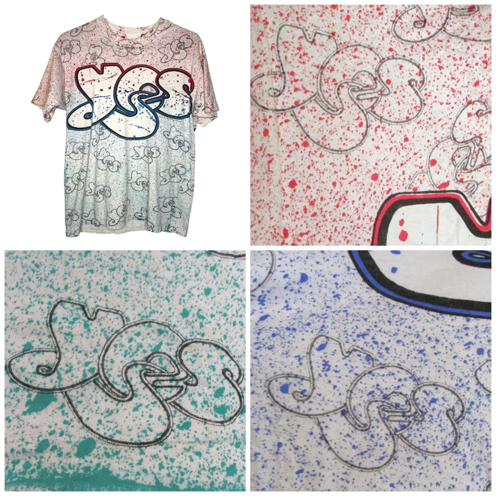 Vtg 91 Yes Band T Shirt XL All Over Print Brockum Roger Dean Logo Single stitch